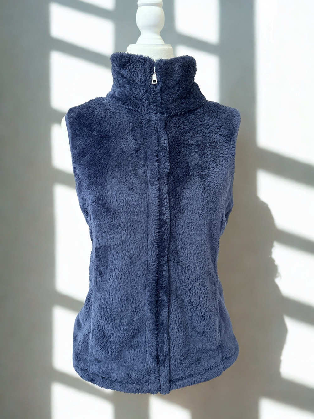 Croft & Barrow Plush High-Neck Navy Faux Fur Vest - Women